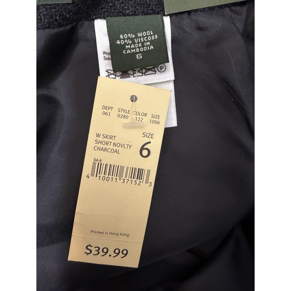NWT Eddie Bauer Wrap Blanket Stitch Skirt Womens Sz 6 Charcoal Gray Side‎ Zip - Picture 7 of 8